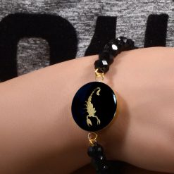 دستبند سنگ مشکی طلا زنانه آبان